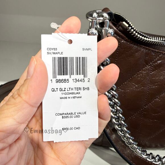 Coach Teri Shoulder Bag With Quilting CDY83 crinkle leather/Silver/Maple - Picture 5 of 5